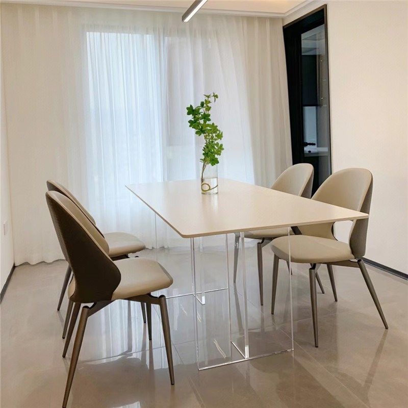 亚克力悬浮岩板餐桌椅组合小户型家用轻奢现代简约长方形吃饭桌子,住宅家具,岩板餐桌,淘宝优惠券,粉丝福利购,淘宝优惠卷