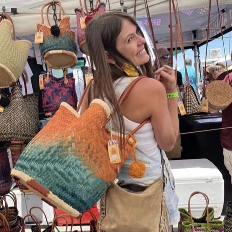 非洲JIN口芨芨草手工编织包特色手工个性手提包