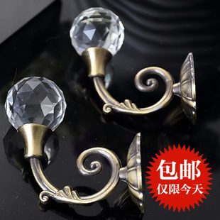 水晶铝合金窗帘挂钩墙钩壁钩 窗帘扣绑带钩高档 装 饰钩窗帘钩挂球