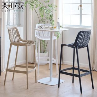 家用塑料吧椅现代简约靠背高脚凳餐厅咖啡厅高级感吧台椅岛台椅子