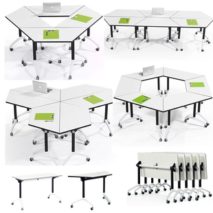 折叠会议桌培训桌椅组合移动办公桌长条桌教育机构拼接多功能课桌