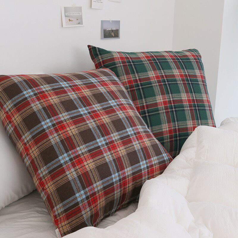 圣诞抱枕沙发客厅方形超大号靠枕65红色格子腰枕套可拆洗床头靠背