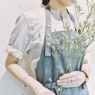 厨师工作服男女可定制 围裙防水防油家用厨房做饭罩衣纯棉画画时尚