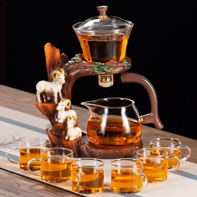 玻璃功夫茶具套装家用创意半自动泡茶器懒人磁吸冲茶壶茶杯全套羊,餐饮具,茶壶,淘宝优惠券,粉丝福利购,淘宝优惠卷