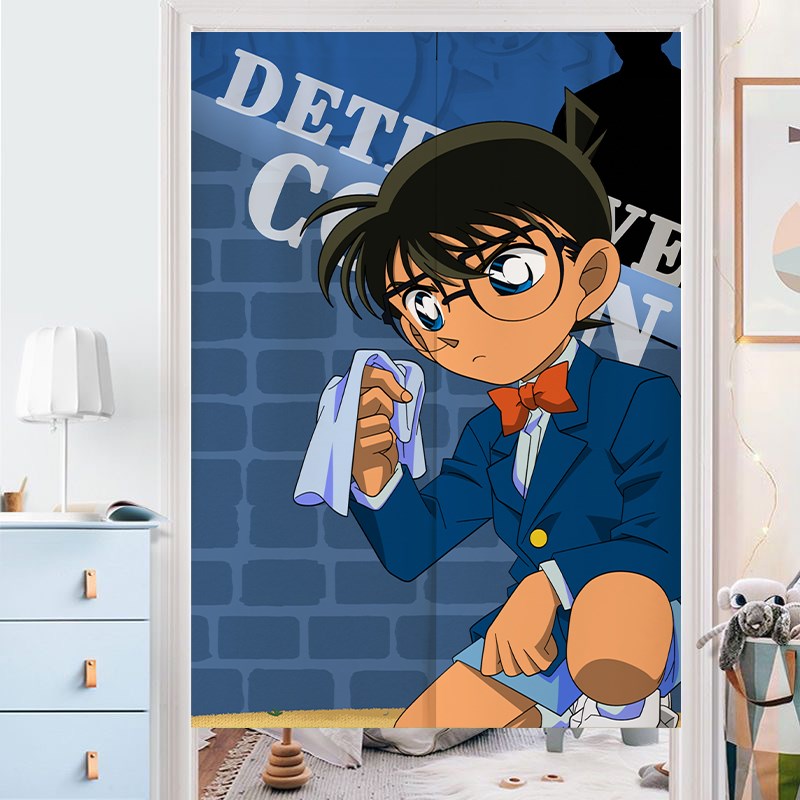 卡通动漫名侦探柯南门帘定制儿童房帘子隔断帘卧室厕所布帘遮挡帘