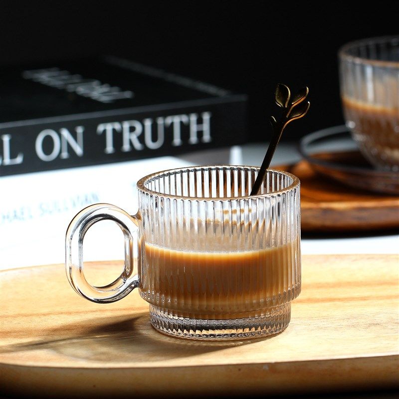 玻璃咖啡杯冰美式拿铁杯透明茶杯高档拉花杯欧式小奢华咖啡杯子,餐饮具,玻璃杯,淘宝优惠券,粉丝福利购,淘宝优惠卷