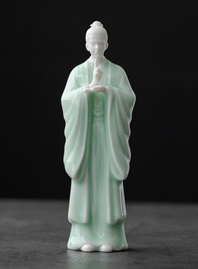 久造国风陶瓷禅意小道士摆件新中式茶室桌面装饰品茶宠手办小礼物