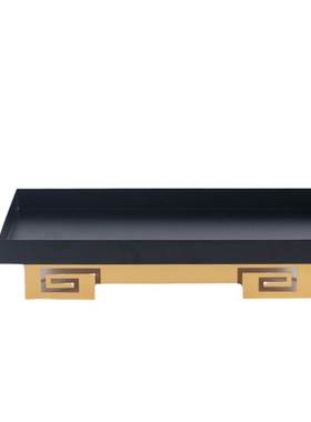 新中式创意铁艺金属收纳托盘装饰架摆件样板房客厅几何提盒装饰品