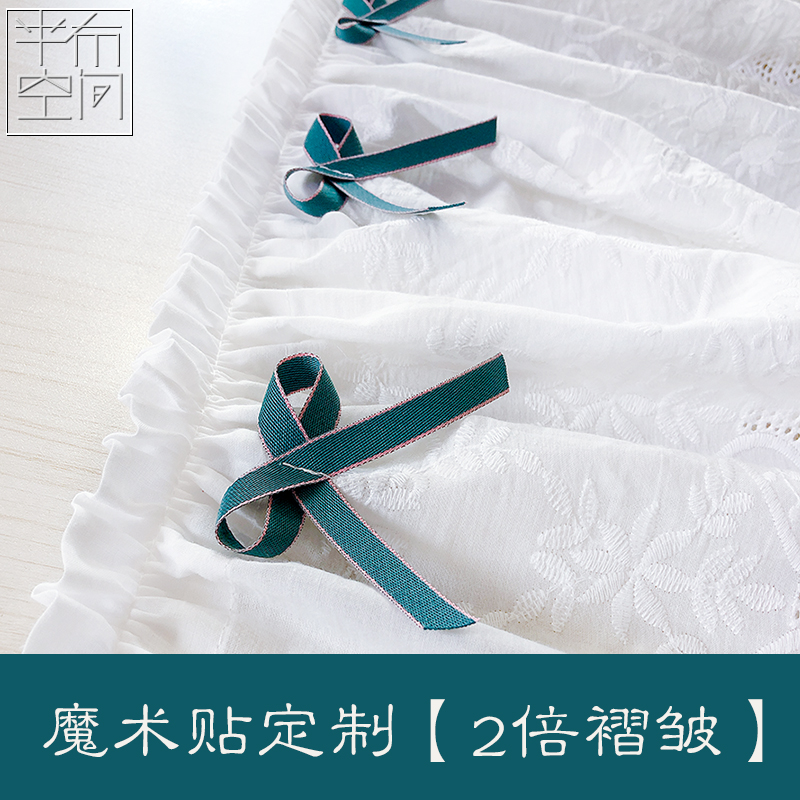 轻软纯棉绣花美式半帘韩式厨房短帘橱柜隔断帘柜门帘小窗幔关窄帘