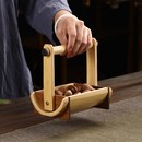 饰配饰品 手工竹雕竹制点心托盘果篮手提篮天然竹编摆件茶道配件装