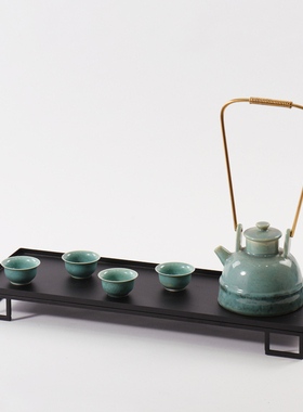 新中式陶瓷茶具套装托盘摆件茶室茶几桌面摆设酒店样板房软装饰品