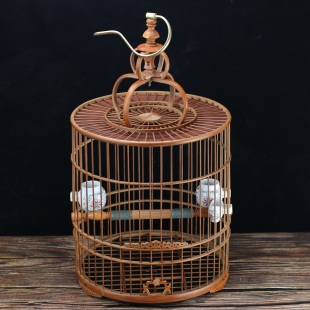 画眉蜡嘴竹鸟笼紫竹老竹竹皮抛光手工平底老竹手工活底鸟笼全套