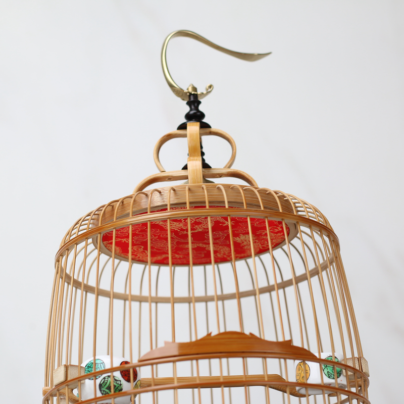 绣眼竹鸟笼手工老竹贝子黄雀玉鸟文鸟竹皮抛光活底瓜皮笼