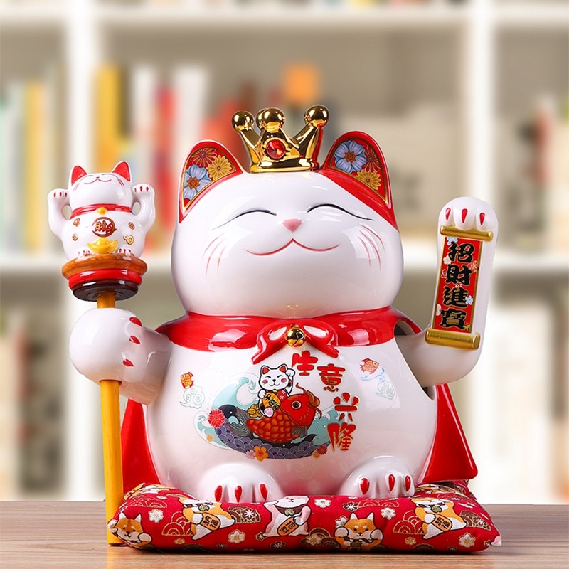 招财猫摆件摇手发财猫陶瓷电动自动招手家用玄关前台桌面创意装饰