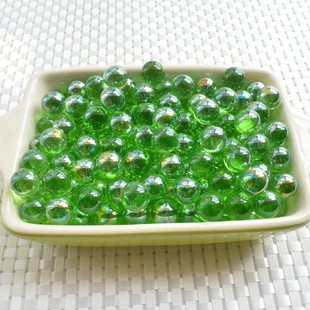 彩色14mm玻璃珠 游戏机弹珠 实心圆带闪 绿/深蓝/透明/带花珠