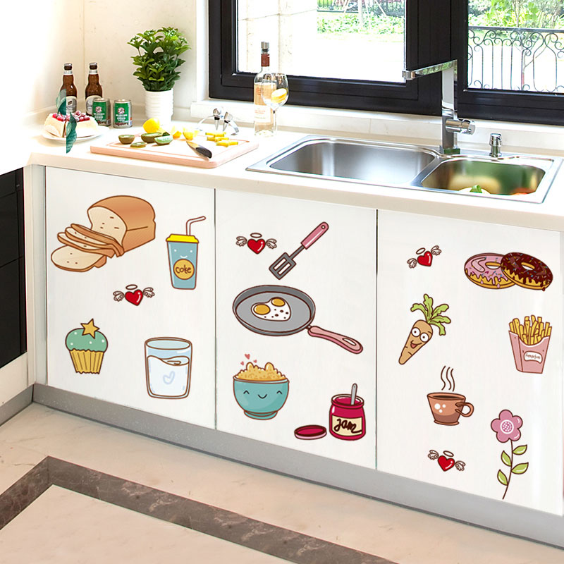 厨房橱柜门厨柜子防油贴纸画自粘防水冰箱衣柜装饰品家具翻新墙贴