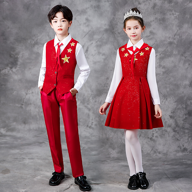 儿童合唱服中小学生红领巾元旦演出礼服舞蹈服演讲诗歌朗诵表演服