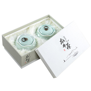 均能手造 高档茶叶罐 陶瓷 礼品盒明前龙井包装盒半斤装礼盒空盒