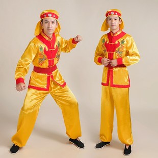 秧歌服男士新款套装腰鼓锣鼓打鼓演出服舞龙舞狮服装赛龙舟衣服