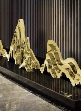 不锈钢假山雕塑户外酒店大厅水景镂空金属山形摆件艺术品山体造型