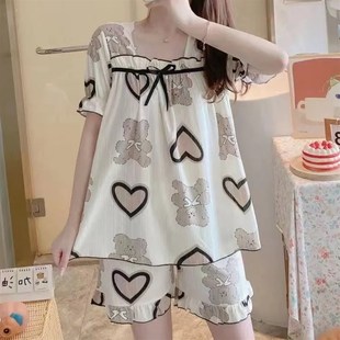 新款 短裤 夏季 睡衣女短袖 三件套甜美宽松韩版 学生高颜值家居服套装