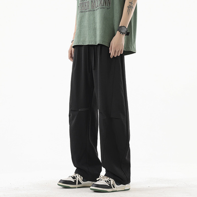 MMLG MCQ冰丝弯刀裤男秋季美式潮牌运动裤子速干薄款垂感工装长裤