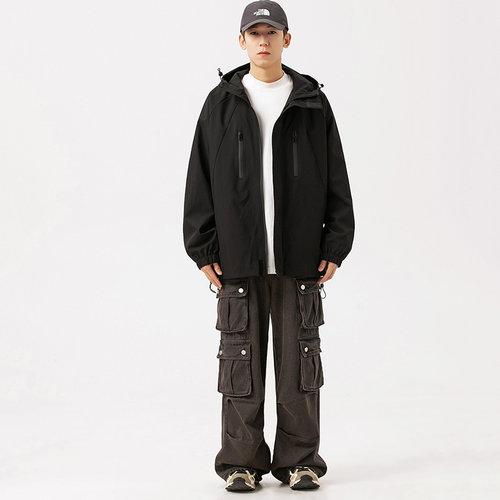 MMLG MCQ冲锋衣男女同款秋季户外连帽情侣夹克潮流防水登山服外套