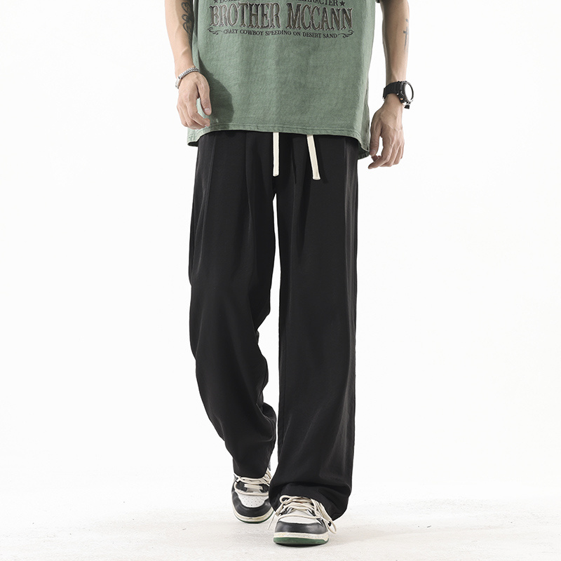 MMLG MCQ潮牌情侣纯色直筒垂感运动裤男春季复古宽松阔腿百搭长裤