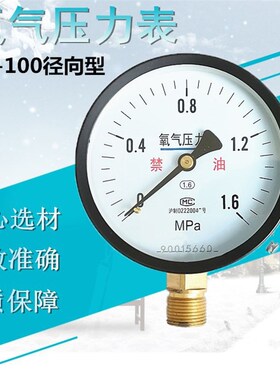 上海 YO100氧气压力表 氧气表 气压表 氧气专用表头0-1.6Mpa