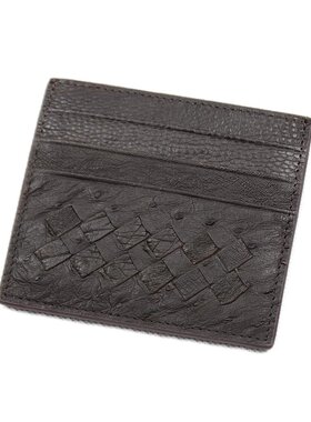 BAMIOW 真鸵鸟皮卡包 编织纹理设计 B*V风 名片包 零钱包 11589