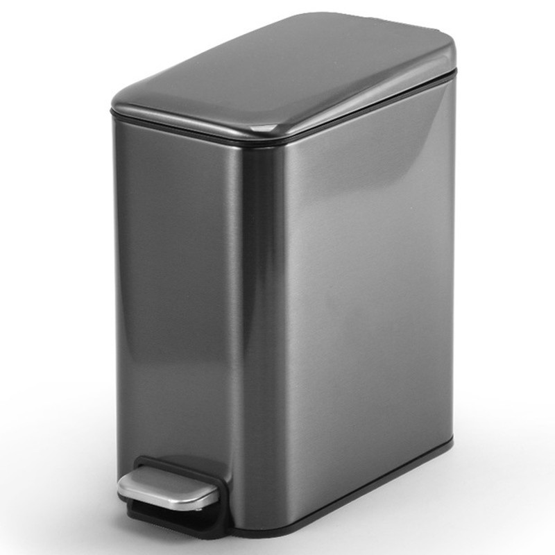 家用厕所垃圾桶小号卫生间长方形不锈钢脚踏静音有盖窄位小垃圾桶