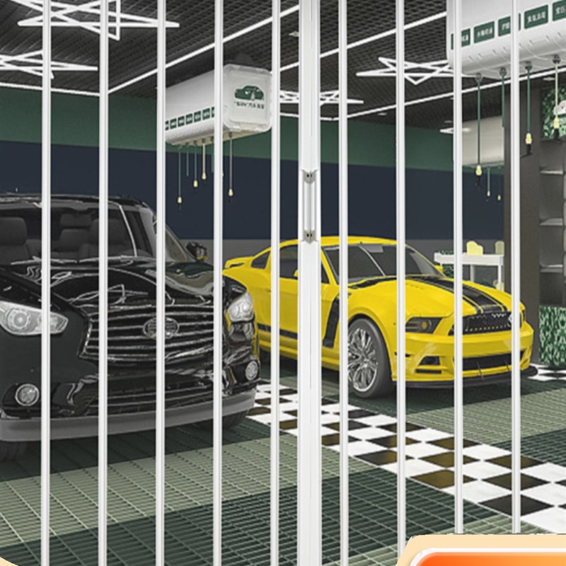 定制铝合金水晶推拉折叠门商场商铺门汽车洗车隔断门弧形无下轨门