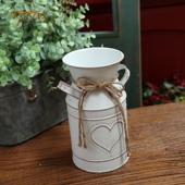 复古白色纹铁皮桶器桶艺术杂货园Z装 饰