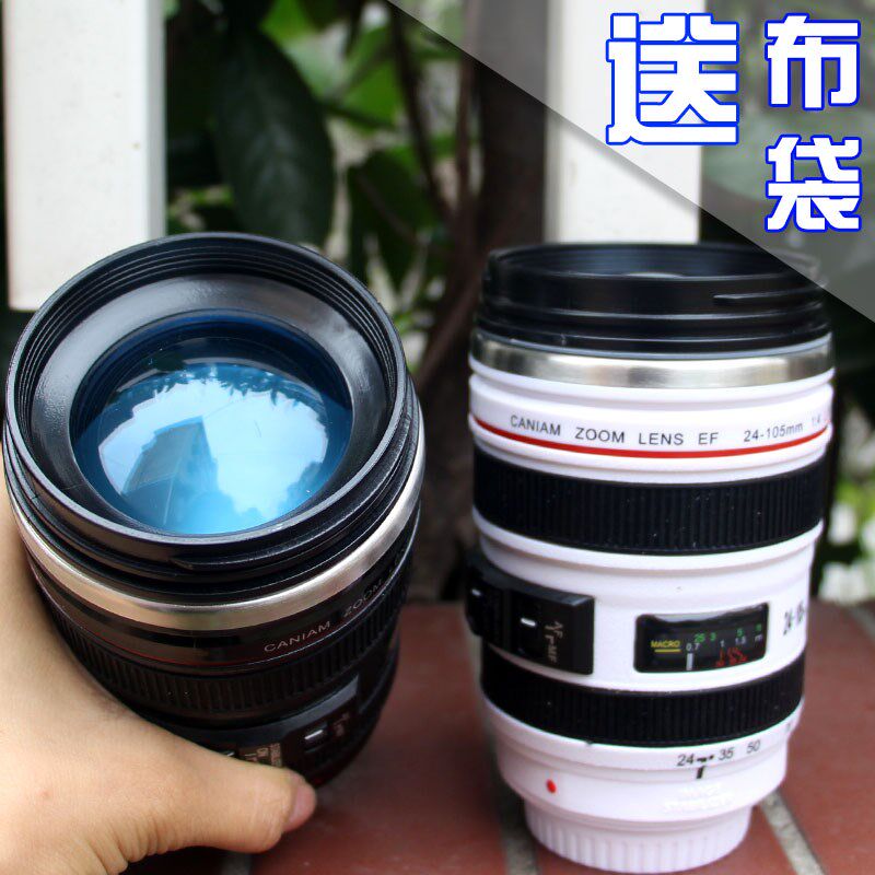 创意仿真镜头杯性单反水杯带盖子布袋便捷随手杯出行茶杯