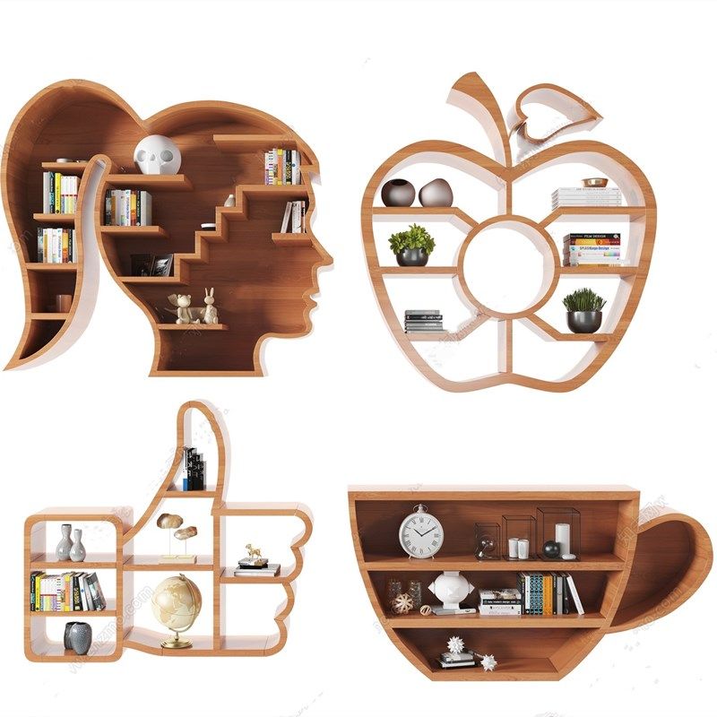 创意书柜走廊墙面书架图书馆绘本馆软装设计壁饰橱窗展架