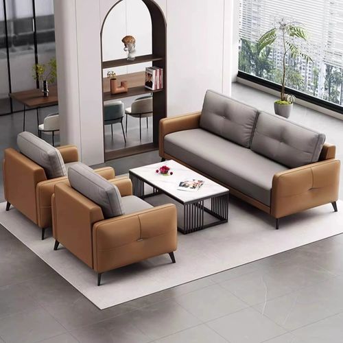 办公沙发茶几装商务接待室小户型休息三人位办公室沙发