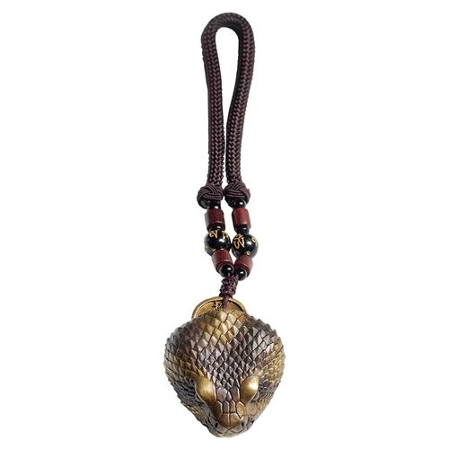 黄铜曼巴蛇头手把件铜钱挂件招米生肖眼镜王蛇办公室装饰品吉祥物