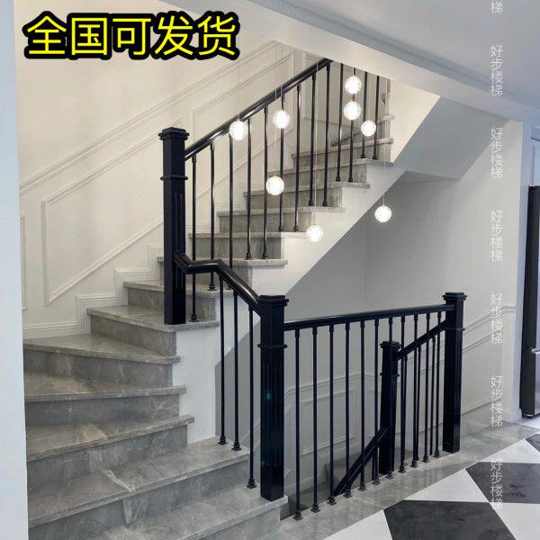 实木楼梯扶手铁艺实心小柱网红楼梯扶手别墅护栏围栏实木大柱
