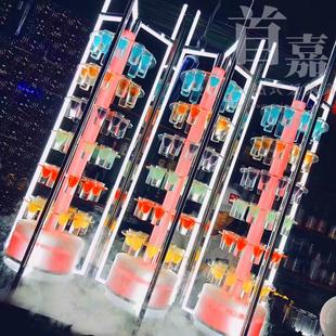 酒吧KTV创意LED发光鸡尾酒架子弹杯架洋酒鸡尾酒架子520 1314杯架