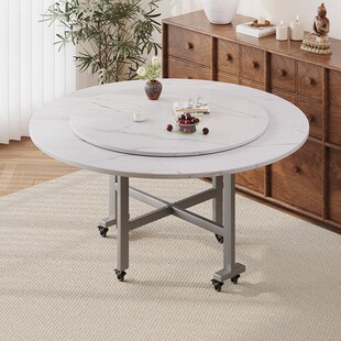 折叠桌子餐桌f家用大圆桌圆形仿岩板10人12人圆桌农村聚餐吃饭台