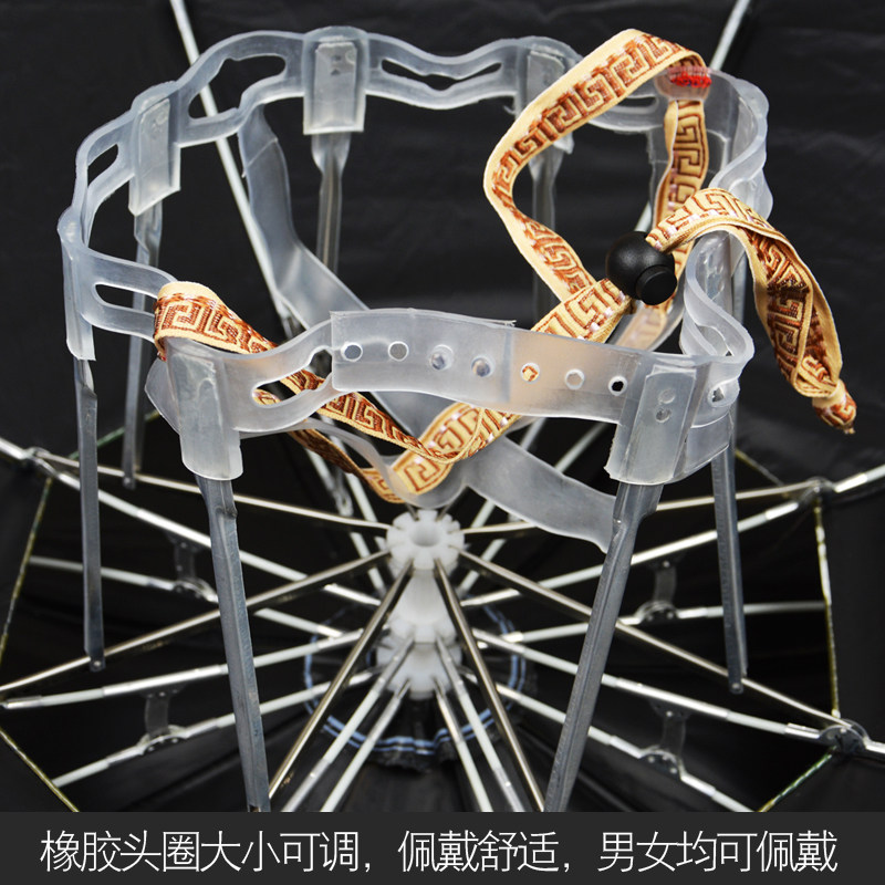 钓鱼伞帽头戴黑胶折叠晴雨u伞采茶帽环卫遮阳挡雨斗笠帽伞渔具垂