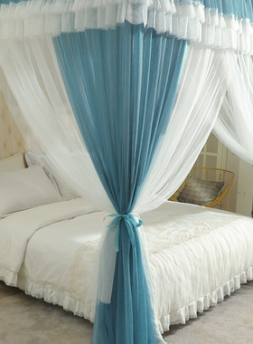 韩版双层纱蚊帐2023新款家用落地宫A廷防蚊罩三开门15m18米20