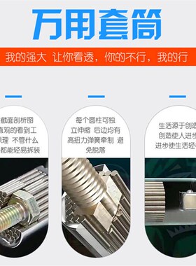 万能套筒扳手f单个多功能套简头电动铜板手全套装五金工具大全