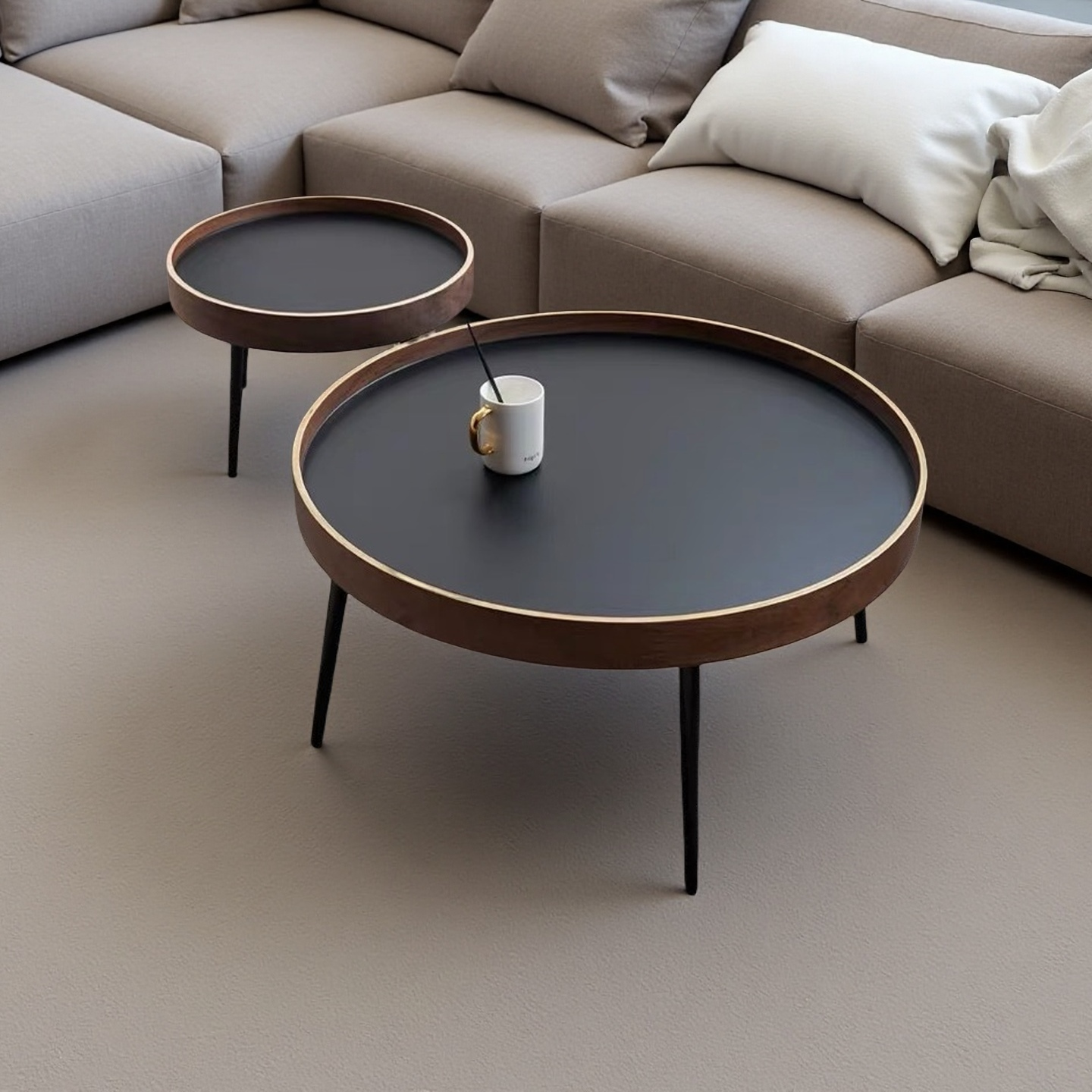 意式轻奢简约现代小圆桌子