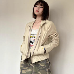 欢简韵美式外穿薄款夹克外套女2025秋冬新款小个子翻领开衫上衣潮