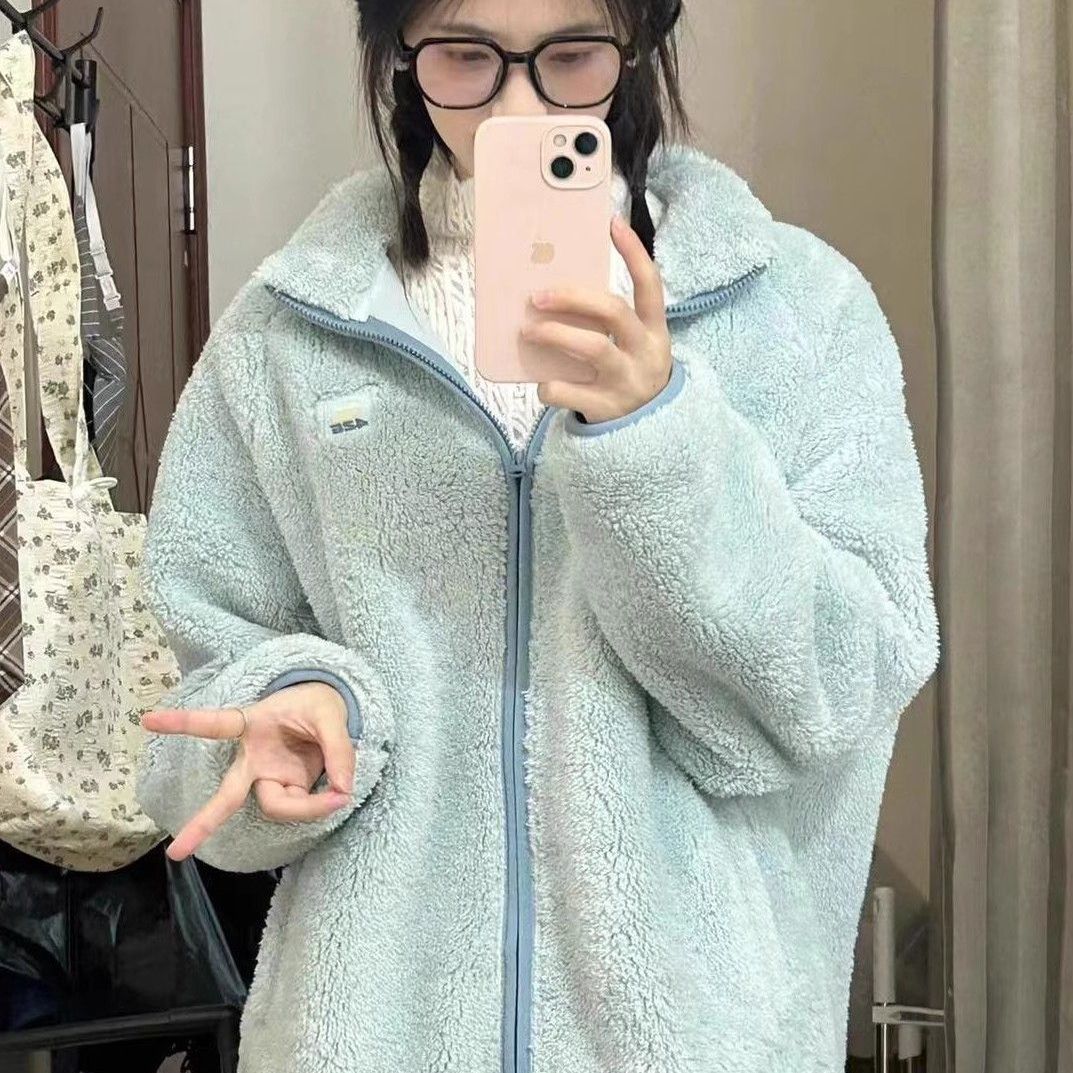 秋冬甜美减龄宽松休闲立领上衣