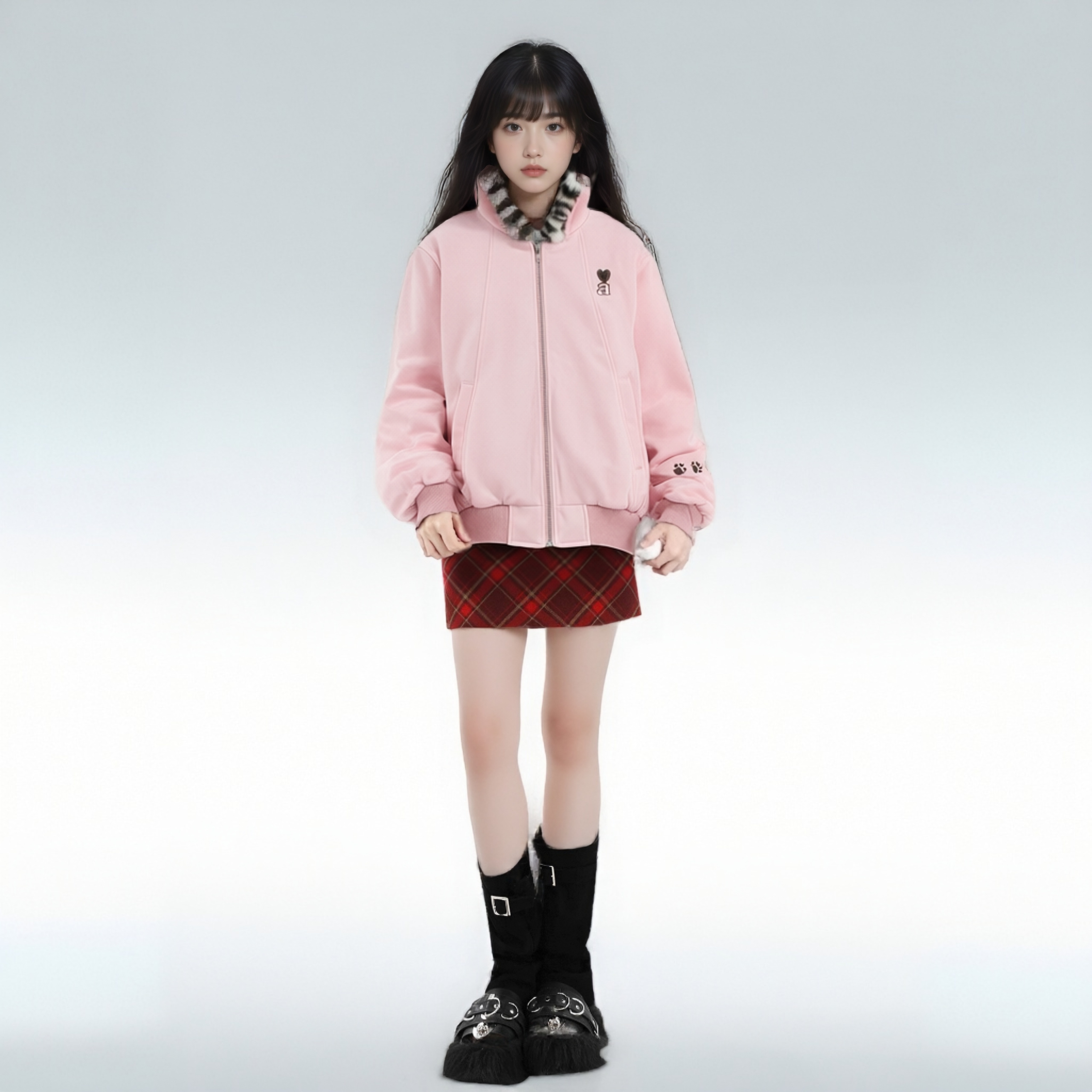 可爱耳朵豹纹连帽卫衣女