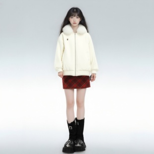 欢简韵绝美百搭连帽拉链卫衣女秋冬超好看可拆卸毛领加绒保暖外套