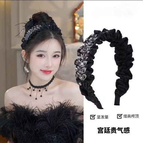 韩式发箍女高级感洋气时尚2023新款褶皱宽边高颅顶显脸小头箍洗脸