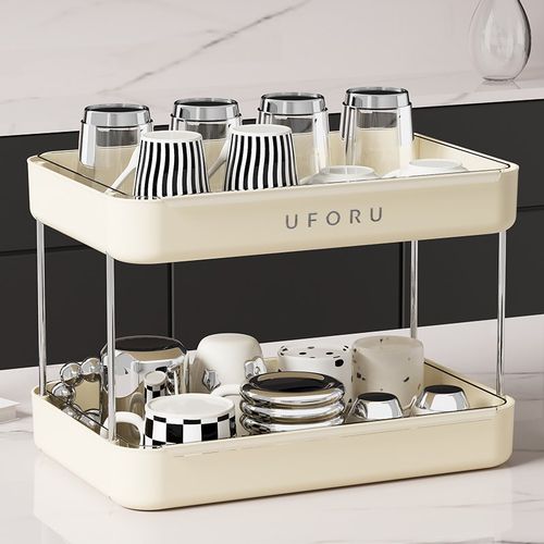 水杯架杯子沥水收纳架放置架多层家用多功能桌面高级感轻奢置物架